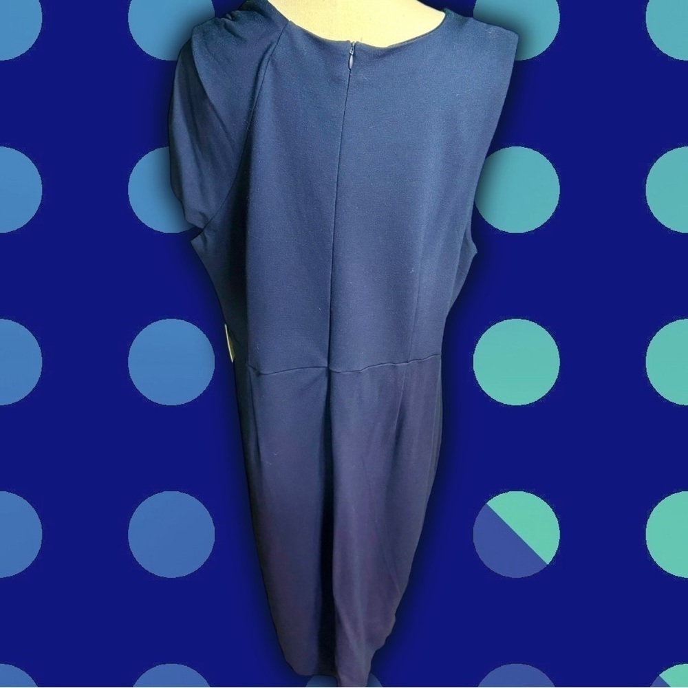 NWT Eloquii Plus Size Twisted Shoulder Sheath Dress in Navy Blue Plus Size 24 - Picture 11 of 16
